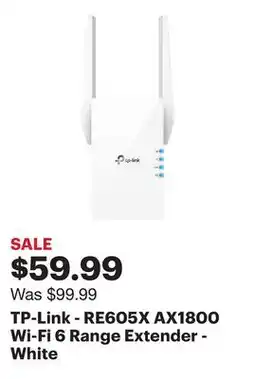 Best Buy TP-Link - RE605X AX1800 Wi-Fi 6 Range Extender - White offer