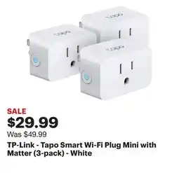 Best Buy TP-Link - Tapo Smart Wi-Fi Plug Mini with Matter (3-pack) - White offer