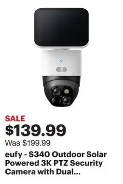 Best Buy eufy - S340 Outdoor Solar Powered 3K PTZ Security Camera with Dual Lens - White offer