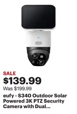 Best Buy eufy - S340 Outdoor Solar Powered 3K PTZ Security Camera with Dual Lens - White offer