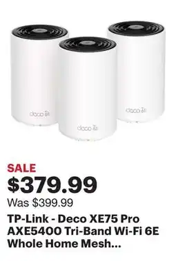 Best Buy TP-Link - Deco XE75 Pro AXE5400 Tri-Band Wi-Fi 6E Whole Home Mesh System (3-Pack) - White offer