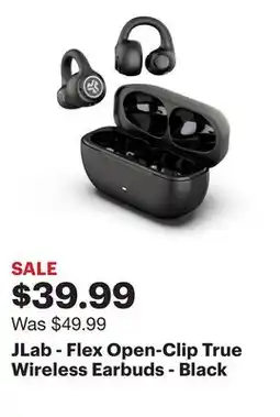 Best Buy JLab - Flex Open-Clip True Wireless Earbuds - Black offer