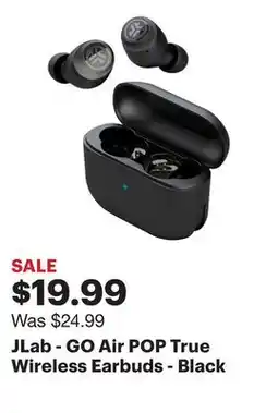 Best Buy JLab - GO Air POP True Wireless Earbuds - Black offer