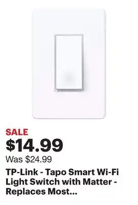 Best Buy TP-Link - Tapo Smart Wi-Fi Light Switch with Matter - Replaces Most Traditional Switches - White offer