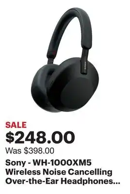 Best Buy Sony - WH-1000XM5 Wireless Noise Cancelling Over-the-Ear Headphones - Black offer