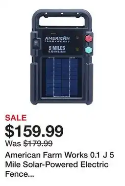 Tractor Supply Company American Farm Works 0.1 J 5 Mile Solar-Powered Electric Fence Energizer offer