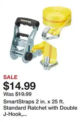 Tractor Supply Company SmartStraps 2 in. x 25 ft. Standard Ratchet with Double J-Hook, 1,667 lb., Yellow offer
