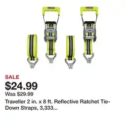 Tractor Supply Company Traveller 2 in. x 8 ft. Reflective Ratchet Tie-Down Straps, 3,333 lb., Yellow, 2-Pack, FH9888 offer