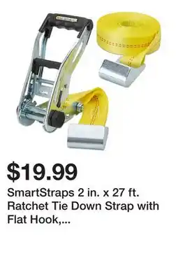 Tractor Supply Company SmartStraps 2 in. x 27 ft. Ratchet Tie Down Strap with Flat Hook, 3,333 lb., Yellow offer