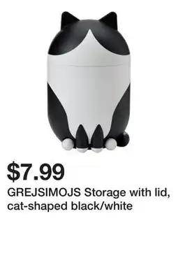 Ikea GREJSIMOJS Storage with lid, cat-shaped black/white offer