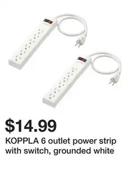 Ikea KOPPLA 6 outlet power strip with switch, grounded white offer