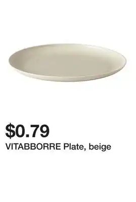 Ikea VITABBORRE Plate, beige offer