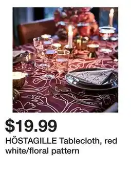 Ikea HĂ–STAGILLE Tablecloth, red white/floral pattern offer