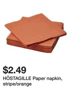 Ikea HĂ–STAGILLE Paper napkin, stripe/orange offer