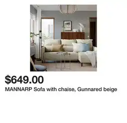Ikea MANNARP Sofa with chaise, Gunnared beige offer