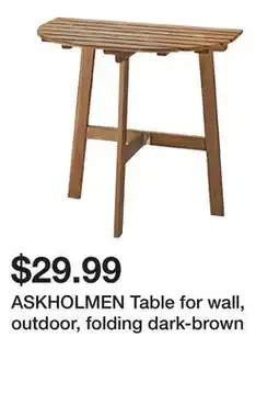 Ikea ASKHOLMEN Table for wall, outdoor, folding dark-brown offer