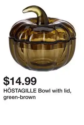 Ikea HÖSTAGILLE Bowl with lid, green-brown offer