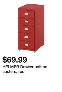 Ikea HELMER Drawer unit on casters, red offer