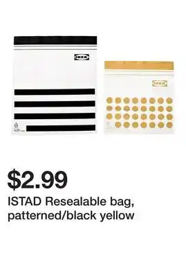Ikea ISTAD Resealable bag, patterned/black yellow offer