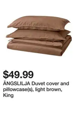 Ikea ÄNGSLILJA Duvet cover and pillowcase(s), light brown, King offer