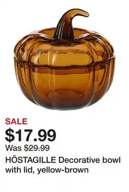 Ikea HÖSTAGILLE Decorative bowl with lid, yellow-brown offer