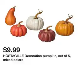Ikea HÖSTAGILLE Decoration pumpkin, set of 5, mixed colors offer