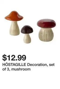 Ikea HÖSTAGILLE Decoration, set of 3, mushroom offer