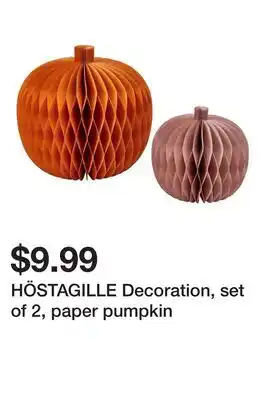 Ikea HÖSTAGILLE Decoration, set of 2, paper pumpkin offer