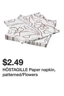 Ikea HÖSTAGILLE Paper napkin, patterned/Flowers offer