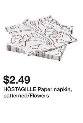 Ikea HÖSTAGILLE Paper napkin, patterned/Flowers offer