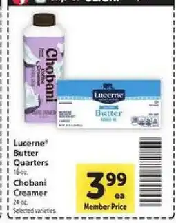 Safeway Lucerne Butter Quarters / Chobani Creamer offer