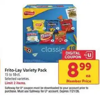 Safeway Frito Lay Variety Pack offer