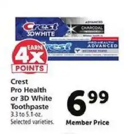 Safeway Crest Pro-Health or 3D White Toothpaste offer