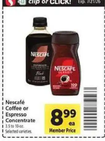 Safeway Nescafé Coffee or Espresso Concentrate offer