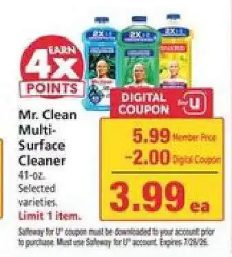 Safeway Mr. Clean Multi-Surface Cleaner offer