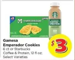 Food 4 Less Gamesa Emperador Cookies or Starbucks Coffee & Protein offer