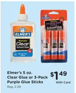 Kroger Elmer’s 5 oz. Clear Glue or 3-Pack Purple Glue Sticks offer