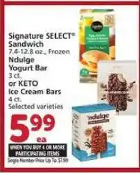 Albertsons Signature SELECT Sandwich / Ndulge Yogurt Bar / KETO Ice Cream Bars offer
