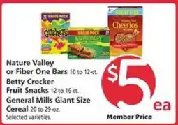 Safeway Nature Valley or Fiber One Bars, Betty Crocker Fruit Snacks, General Mills Giant Size Cereal offer