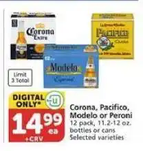 Albertsons Corona, Pacifico, Modelo or Peroni offer