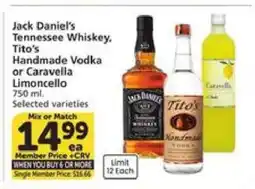 Albertsons Jack Daniel's Tennessee Whiskey, Tito's Handmade Vodka or Caravella Limoncello offer