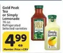 Albertsons Gold Peak Tea or Simply Lemonade offer