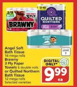 Albertsons Angel Soft Bath Tissue or Brawny 3 Ply Paper Towels or Quilted Northern Bath Tissue offer