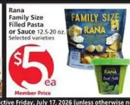 Albertsons Rana Family Size Filled Pasta or Sauce offer