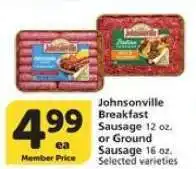 Albertsons Johnsonville Breakfast Sausage or Ground Sausage offer