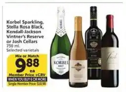 Albertsons Korbel Sparkling, Stella Rosa Black, Kendall-Jackson Vintner’s Reserve or Josh Cellars offer
