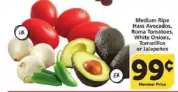 Albertsons Medium Ripe Hass Avocados, Roma Tomatoes, White Onions, Tomatillos or Jalapeños offer