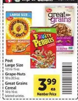 Safeway Post Large Size Cereal offer