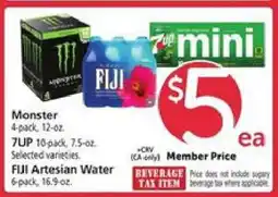 Safeway Monster, 7UP, FIJI Artesian Water offer