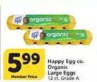 Albertsons Happy Egg co. Organic Large Eggs offer